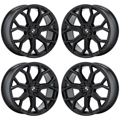 21x9.5" BMW X5 X7 Gloss Black wheels rims Factory OEM set 86533