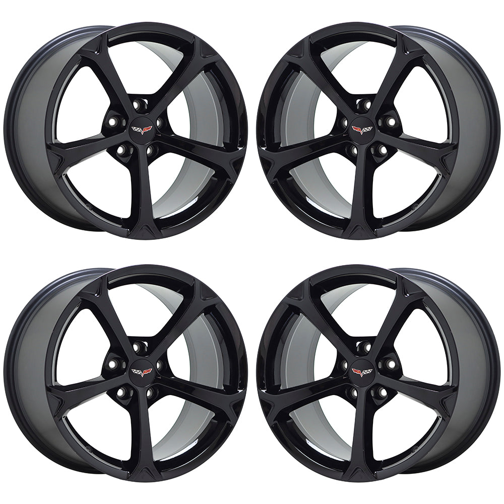 18x9.5" / 19x12" Corvette GS C6 Gloss Black wheels rims OEM 5460 5456 EXCHANGE