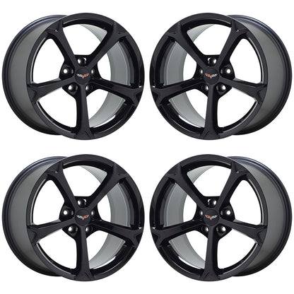 18x9.5" / 19x12" Corvette GS C6 Gloss Black wheels rims OEM 5460 5456 EXCHANGE