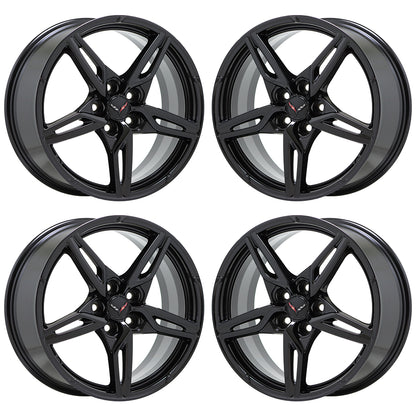 19x8.5" 20x11" Corvette C8 Gloss Black wheels rims Factory OEM GM 14007 14008
