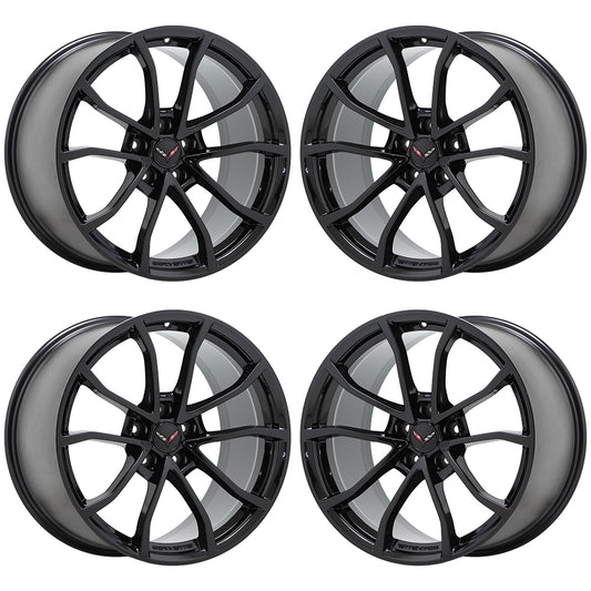19x10" 20x12" Corvette C7 GS Gloss Black wheels rims Factory OEM 5542 5543