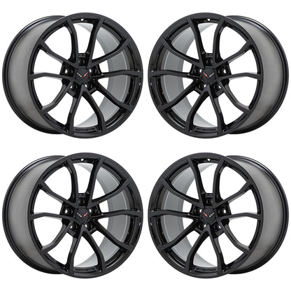 19x10" 20x12" Corvette C7 GS Gloss Black wheels rims Factory OEM 5542 5543