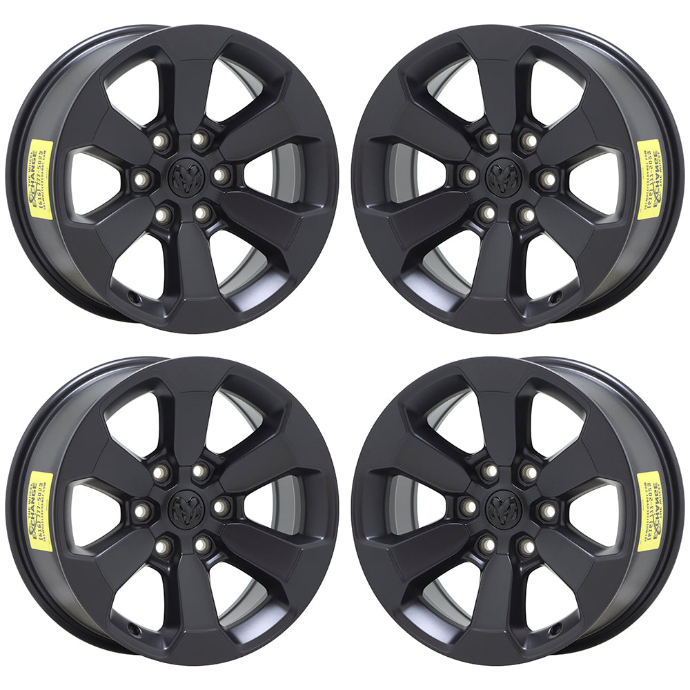 18" Dodge Ram 1500 Truck Satin Black wheels rims Factory OEM set 2671 EXCHANGE