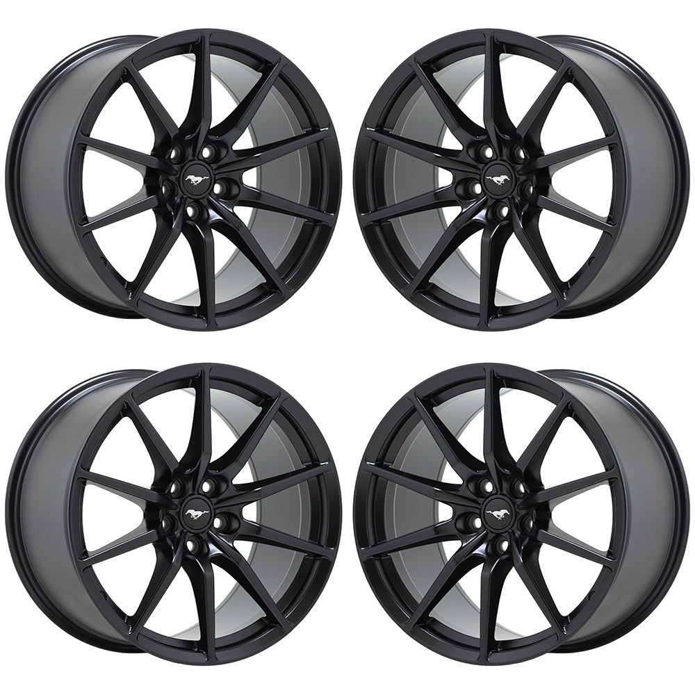19x10.5 19x11" Ford Mustang GT350 Shelby Satin Black wheels rims OEM 10053 10054