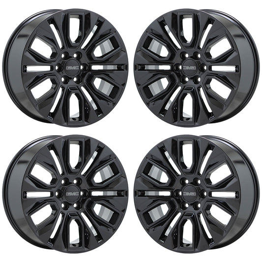 22" GMC Sierra Denali 1500 Yukon Gloss Black wheels rims Factory OEM set 5943