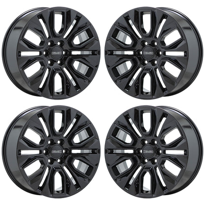 22" GMC Sierra Denali 1500 Yukon Gloss Black wheels rims Factory OEM set 5943