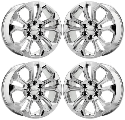 20" Chevrolet Silverado 1500 Bright Chrome wheels rims Factory OEM set 14090