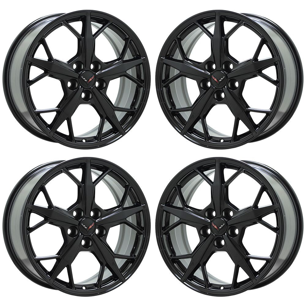 19x8.5 20x11 Corvette C8 Trident Gloss Black wheels Factory OEM GM 14011 14012