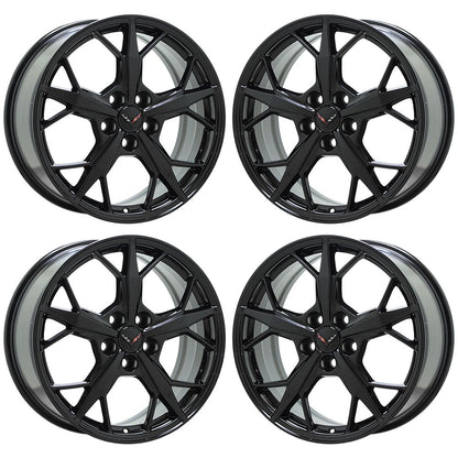 19x8.5 20x11 Corvette C8 Trident Gloss Black wheels Factory OEM GM 14011 14012