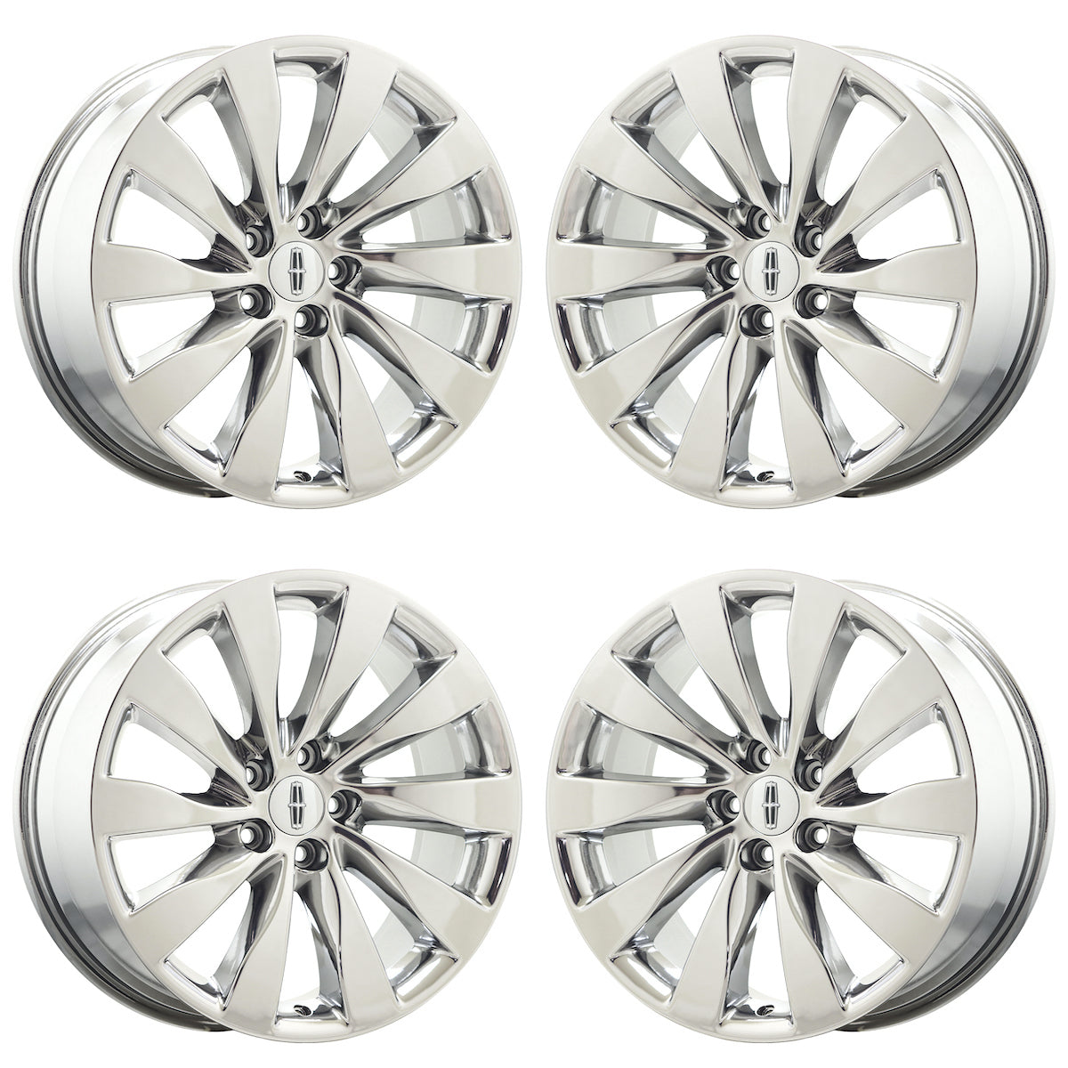 19" Lincoln MKS Bright Chrome wheels rims Factory OEM set 2009-2016 - 3928