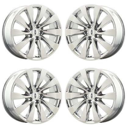 19" Lincoln MKS Bright Chrome wheels rims Factory OEM set 2009-2016 - 3928