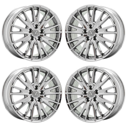 18" Lexus GS350 GS450 Bright Chrome wheel rim Factory OEM set 4 74271 EXCHANGE