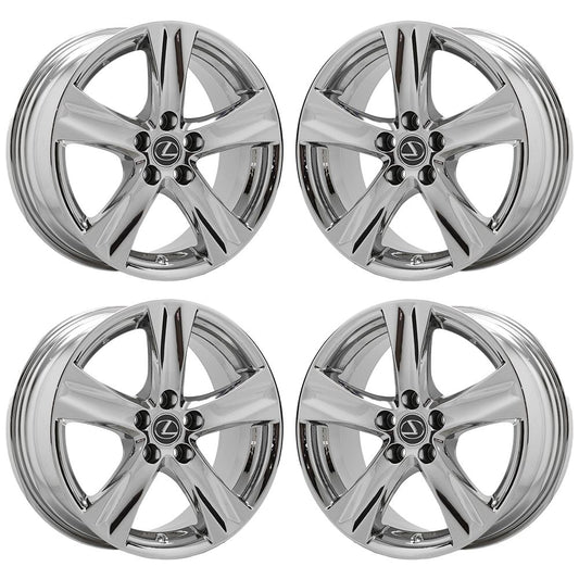 18x8" 18x8.5" Lexus IS250 IS350 Bright Chrome Wheels OEM 74238 74239 EXCHANGE