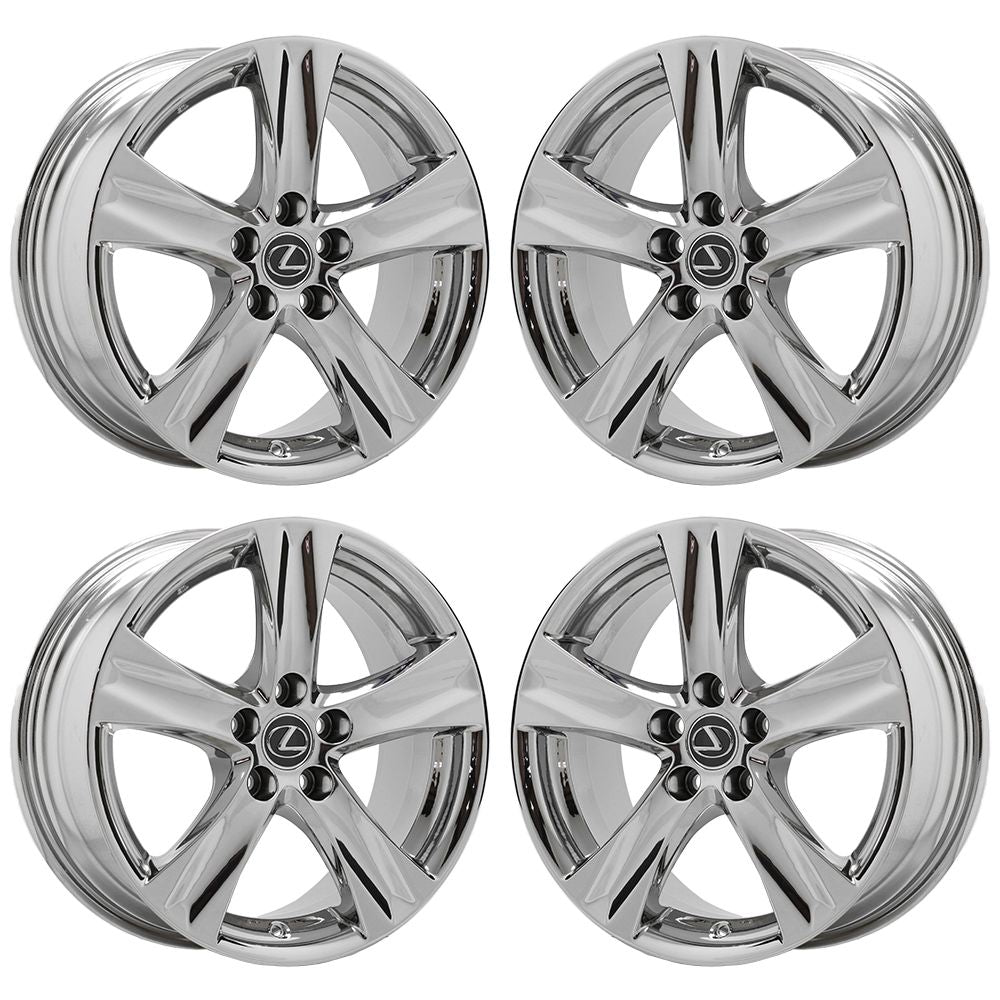 18x8" 18x8.5" Lexus IS250 IS350 Bright Chrome Wheels Factory OEM 74238 74239