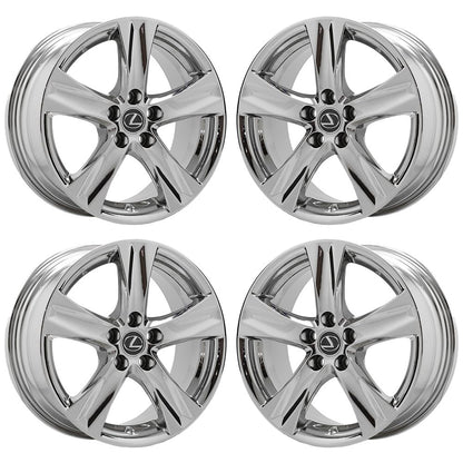 18x8" 18x8.5" Lexus IS250 IS350 Bright Chrome Wheels Factory OEM 74238 74239