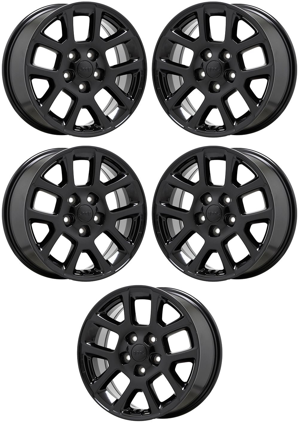 18" Jeep Gladiator Wrangler Gloss Black wheels Factory OEM set 5 9241 EXCHANGE