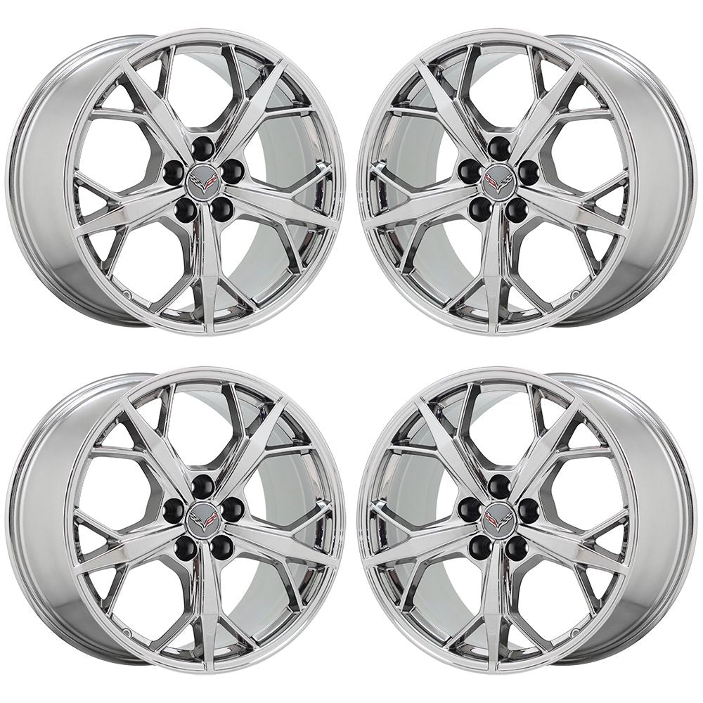 19x8.5 20x11 Corvette C8 Bright Chrome wheels Factory OEM GM 14011 14012