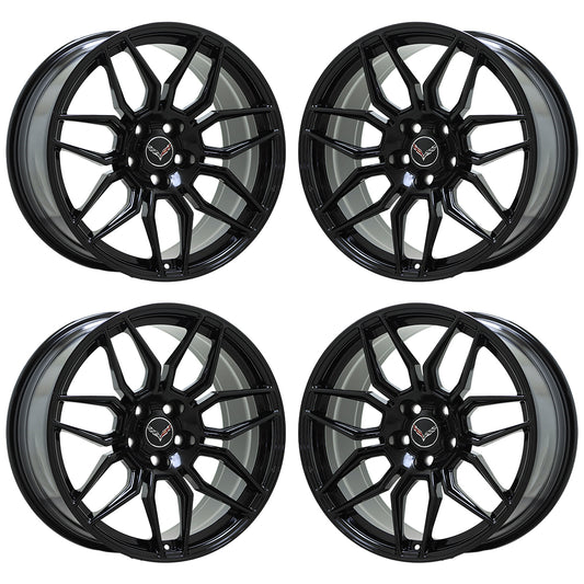 20" 21" Corvette C8 Gloss Black wheels rims Factory 95580 95581 EXCHANGE