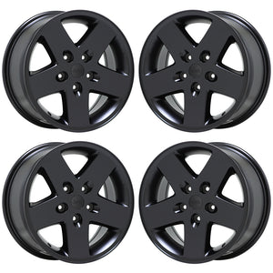 17" Jeep Wrangler Satin Black Wheels Rims Factory OEM Set 9074