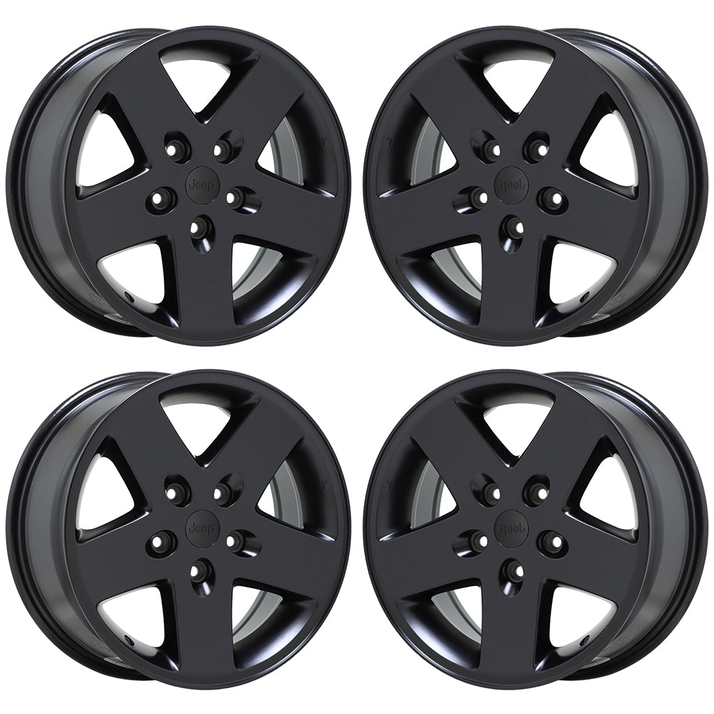 17" Jeep Wrangler Satin Black wheels rims Factory OEM set 9074