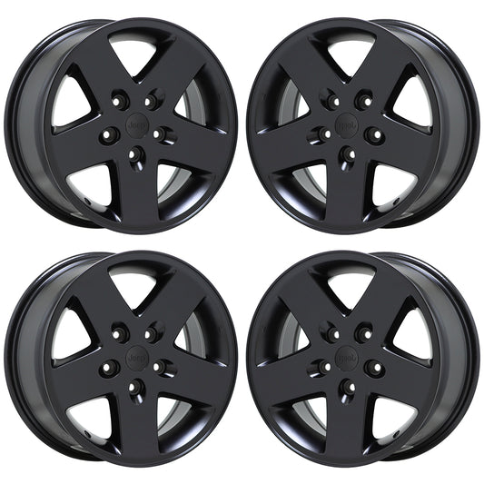 17" Jeep Wrangler Satin Black wheels rims Factory OEM set 9074