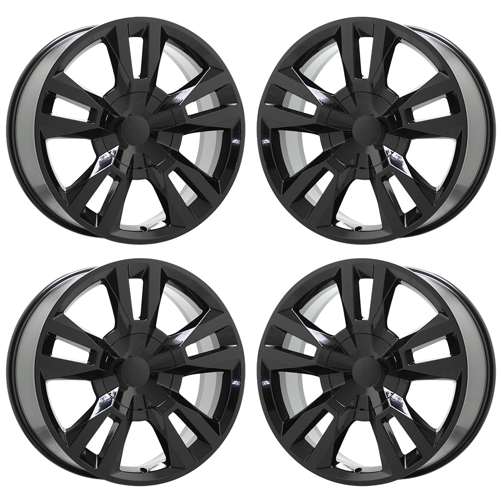 22" Sierra Yukon 1500 Escalade Gloss Black wheels rims set 5821