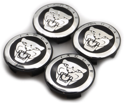 2 1/4" Jaguar F Type, XF Type, XJ, XK Black Center Cap #C2C30081 Set