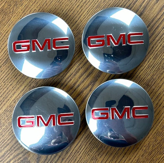 3 1/4" GMC Sierra 1500, Yukon Center Cap High-Polished w/Red "GMC" #22837060 set