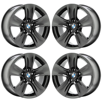 17" BMW 528 535 550 640 650 Black Chrome wheels rims OEM set 71402 EXCHANGE
