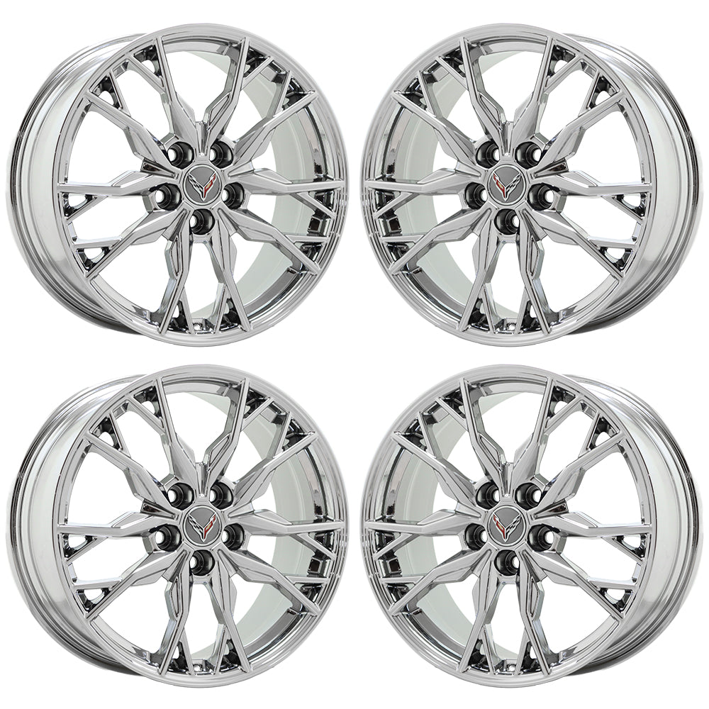 19" 20" Corvette C8 Bright Chrome wheels rims Factory OEM set 8057 8058 EXCHANGE