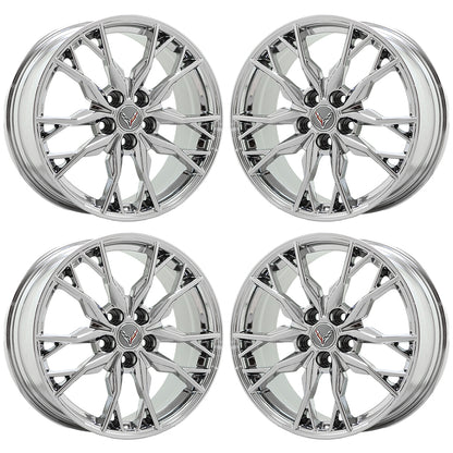 19" 20" Corvette C8 Bright Chrome wheels rims Factory OEM set 8057 8058 EXCHANGE