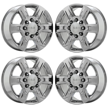 20" GMC Sierra 2500 3500 SRW Bright Chrome wheels rims Factory OEM set 5803
