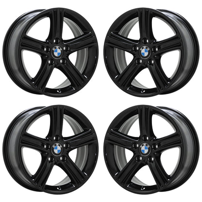 17" BMW 320 328 330 335 340 428 430 Gloss Black wheels rims OEM set 71535