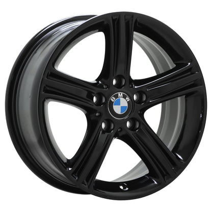 17" BMW 320 328 330 335 340 428 430 Black wheels rims OEM set 71535 EXCHANGE