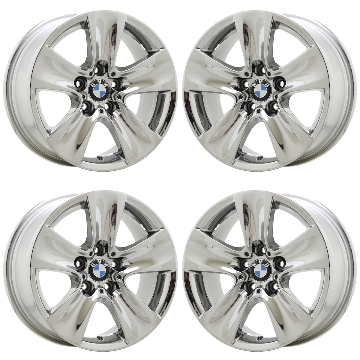 17" BMW 528 535 550 640 650 Bright Chrome wheels rims OEM set 71402 EXCHANGE