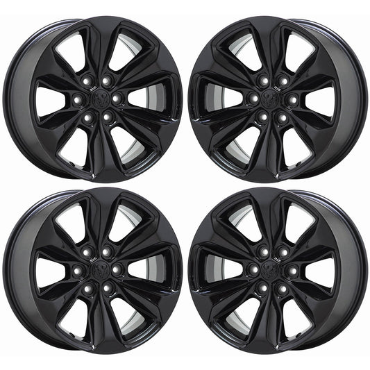 20" Dodge Ram 1500 Gloss Black Wheels Rims Factory OEM Set 2681 2724