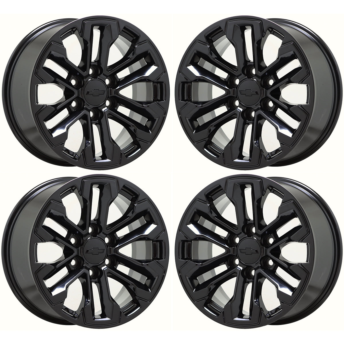 18" GMC Sierra Silverado 1500 Truck Gloss Black wheels rims OEM set 5905