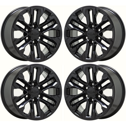 18" GMC Sierra Silverado 1500 Truck Gloss Black wheels rims OEM set 5905