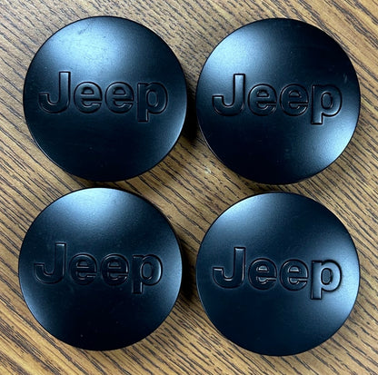 2 1/2" Jeep Cherokee, Compass, Gladiator Matte Black Center Cap #1LB77RXFAB set
