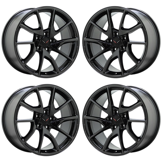 19" 20" C7 Corvette Z06 Black Chrome Wheels Rims Factory Set 96013 EXCHANGE