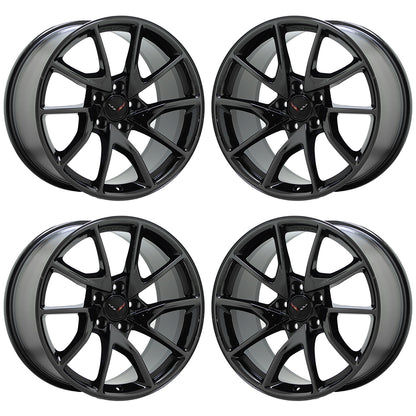 19" 20" Corvette C7 Z06 Black Chrome Wheels Rims Factory OEM Set 96013 96014