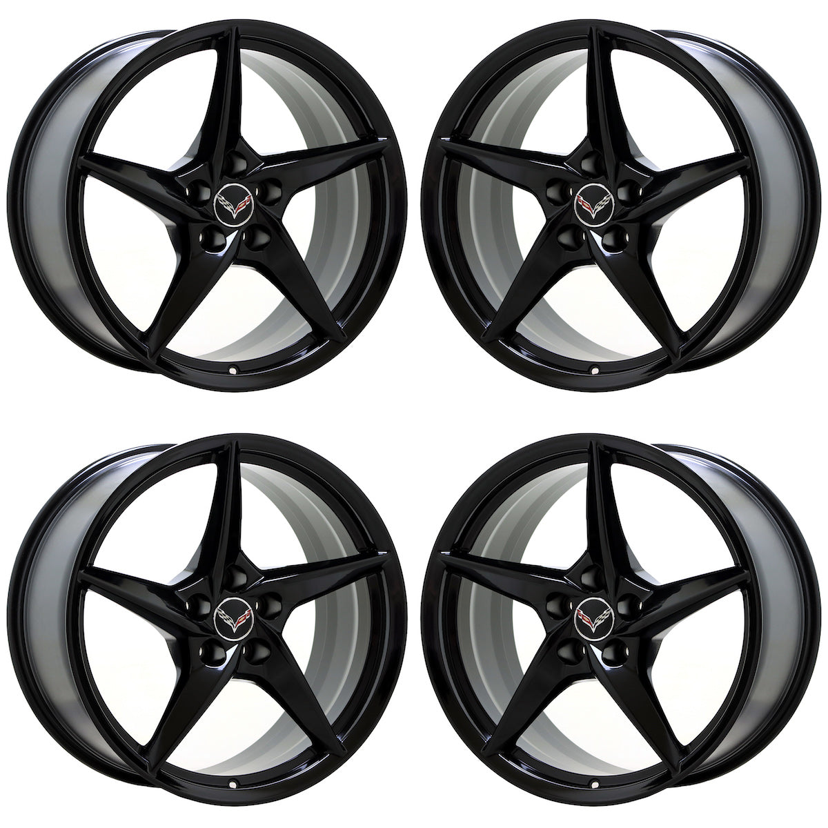 20" 21" Corvette C8 Z06 E-Ray Gloss Black wheels rims Factory OEM Set EXCHANGE