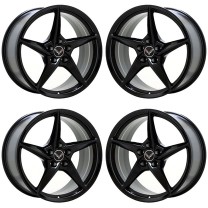 20" 21" Corvette C8 Z06 E-Ray Gloss Black wheels rims Factory OEM Set EXCHANGE