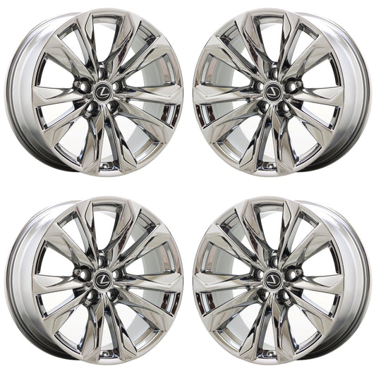 20" Lexus LS500 LS500h Bright Chrome wheels rims Factory OEM set 74368 EXCHANGE