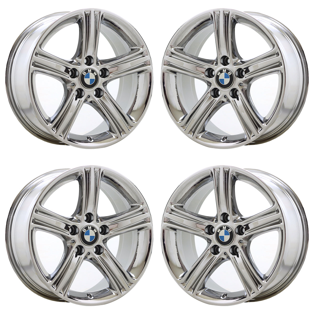 17" BMW 320 328 330 335 428 430 Bright Chrome wheels rims OEM set 71535 EXCHANGE