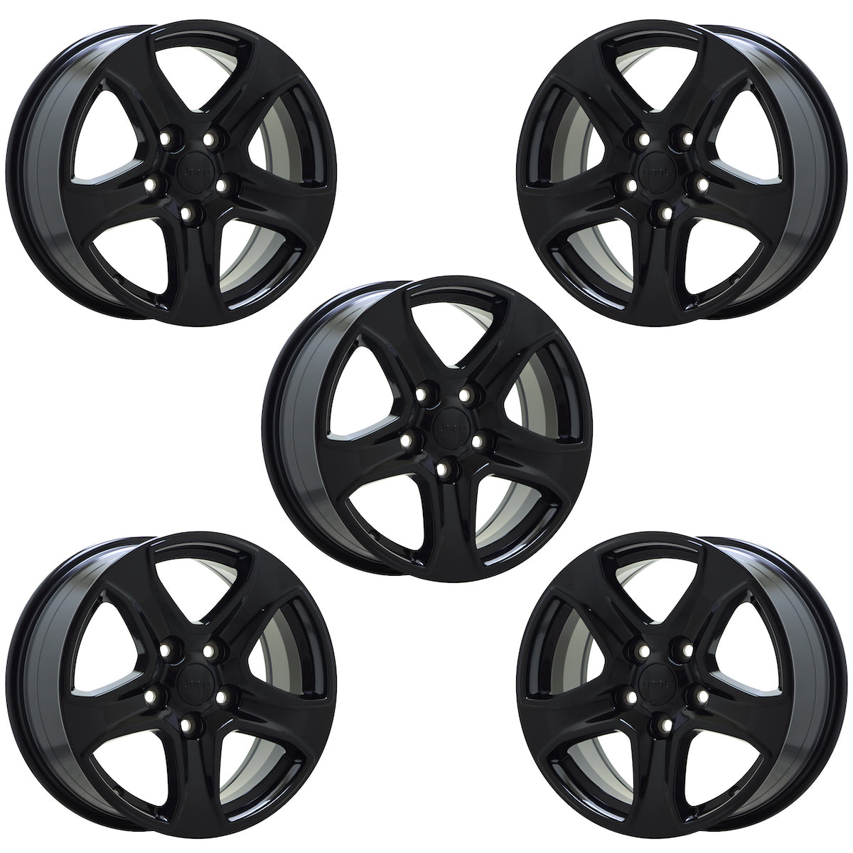 17" Jeep Wrangler Gloss Black wheels rims Factory OEM set 5 9217