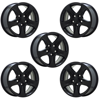 17" Jeep Wrangler Gloss Black wheels rims Factory OEM set 5 9217