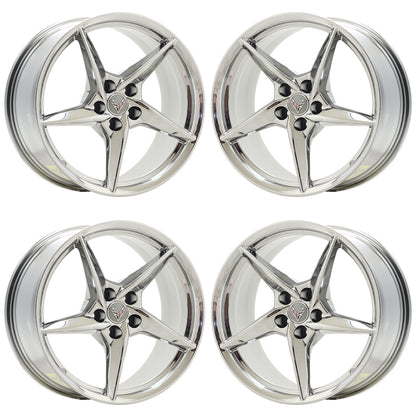 20" 21" Corvette C8 Z06 E-Ray Bright Chrome wheels rims Factory OEM Set EXCHANGE