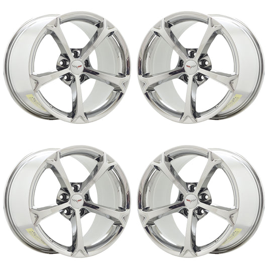 18x9.5" / 19x12" Corvette GS C6 Bright Chrome wheels rims OEM 5460 5456 EXCHANGE