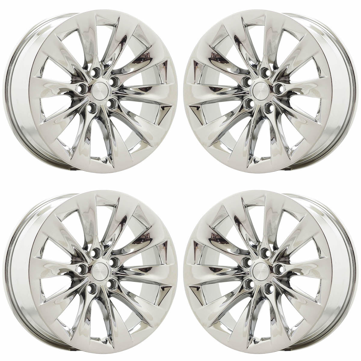 19" Tesla Model S Bright Chrome wheels rims Factory OEM set 97755 EXCHANGE